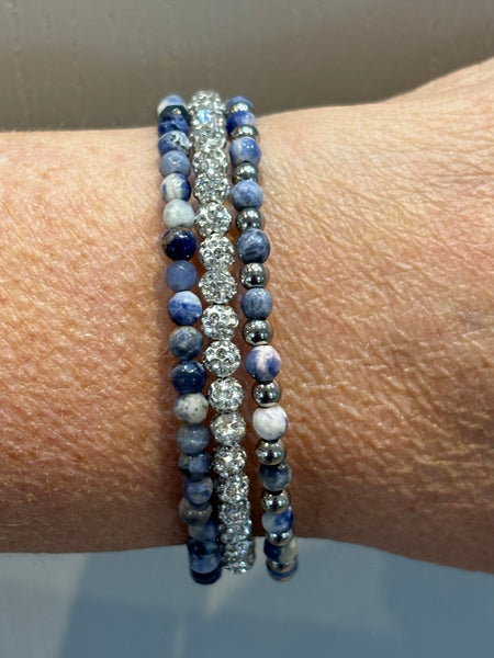 Sparkling Sodalite Memory Wire Bracelet