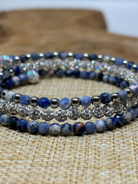 Sparkling Sodalite Memory Wire Bracelet