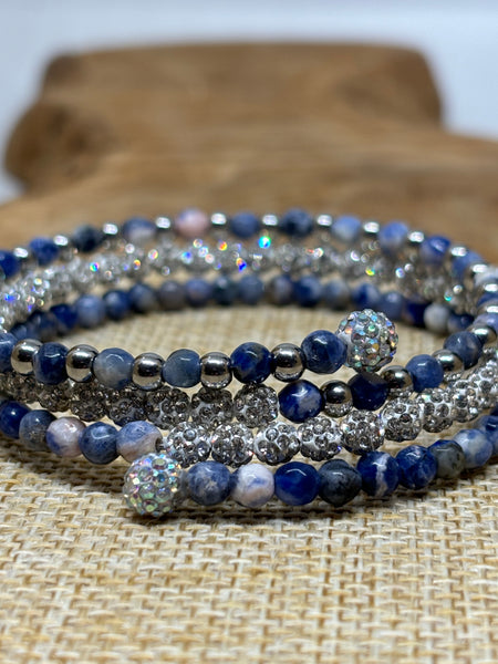 Sparkling Sodalite Memory Wire Bracelet