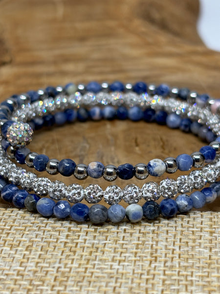 Sparkling Sodalite Memory Wire Bracelet