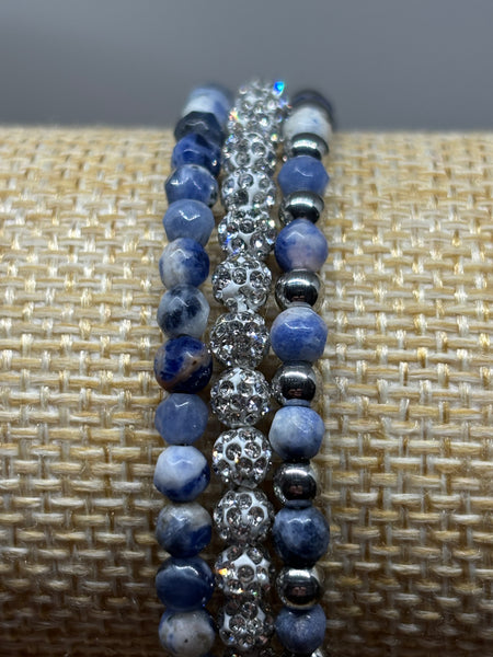 Sparkling Sodalite Memory Wire Bracelet