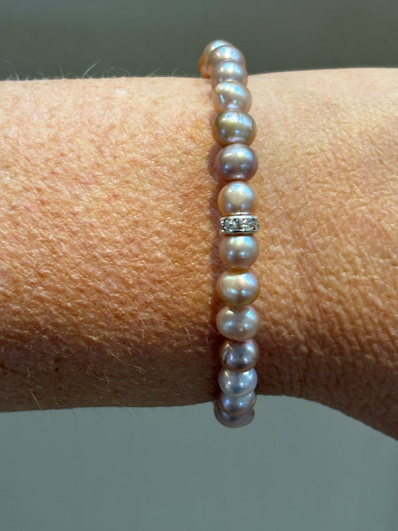 Freshwater (pink) Pearl  Memory Wire Bracelet