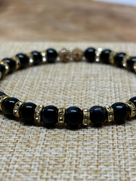 Dark Blue Tiger's Eye Memory Wire Bracelet from Pixi Daisy