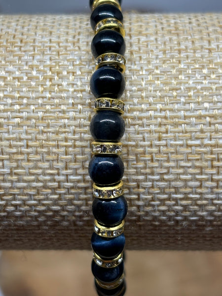 Dark Blue Tiger's Eye Memory Wire Bracelet from Pixi Daisy