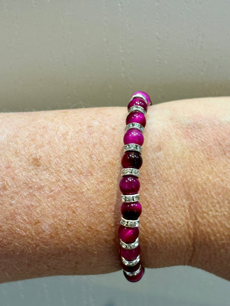 Pink Tiger's Eye Memory Wire Bracelet from Pixi Daisy