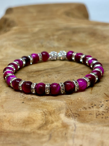 Pink Tiger's Eye Memory Wire Bracelet from Pixi Daisy