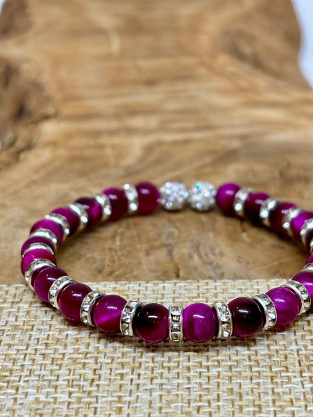 Pink Tiger's Eye Memory Wire Bracelet from Pixi Daisy