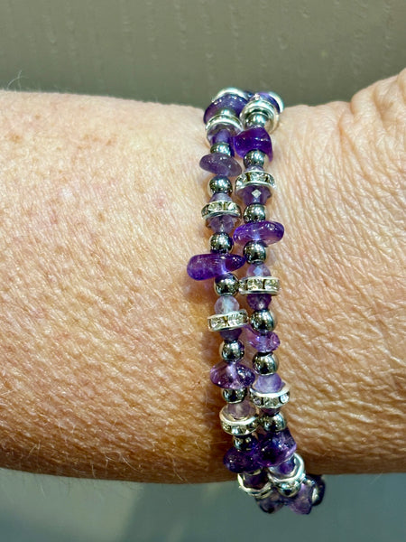 Sparkling Amethyst Memory Wire Bracelet from Pixi Daisy