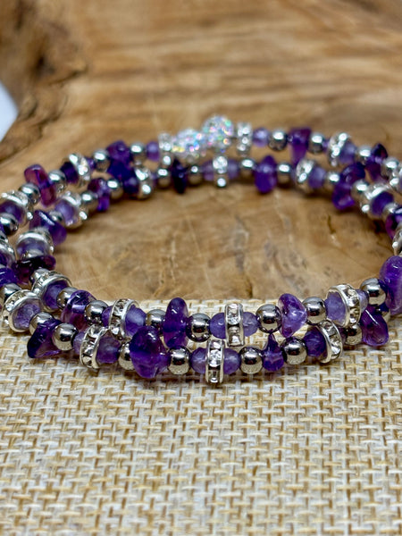 Sparkling Amethyst Memory Wire Bracelet from Pixi Daisy