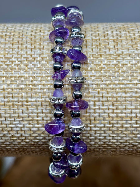 Sparkling Amethyst Memory Wire Bracelet from Pixi Daisy