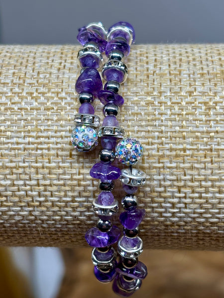 Sparkling Amethyst Memory Wire Bracelet from Pixi Daisy