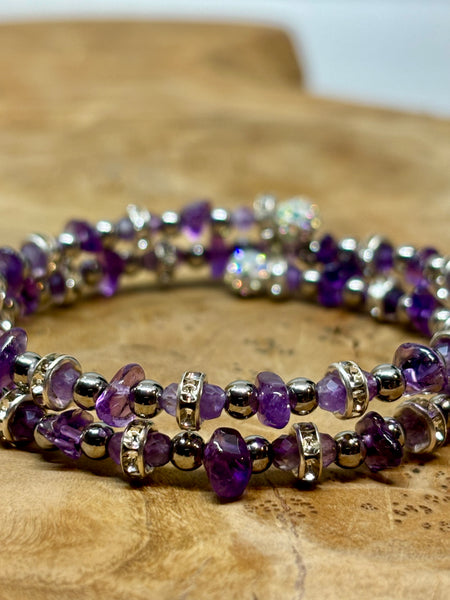 Sparkling Amethyst Memory Wire Bracelet from Pixi Daisy