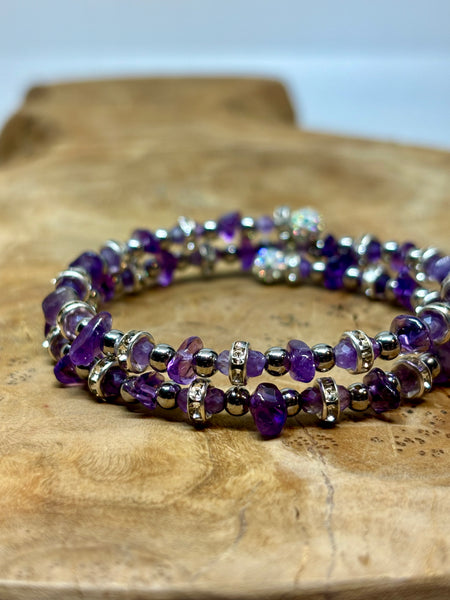 Sparkling Amethyst Memory Wire Bracelet from Pixi Daisy