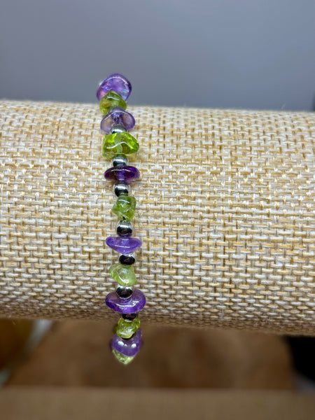 Amethyst & Peridot Memory Wire Bracelet from Pixi Daisy