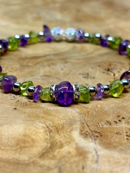 Amethyst & Peridot Memory Wire Bracelet from Pixi Daisy