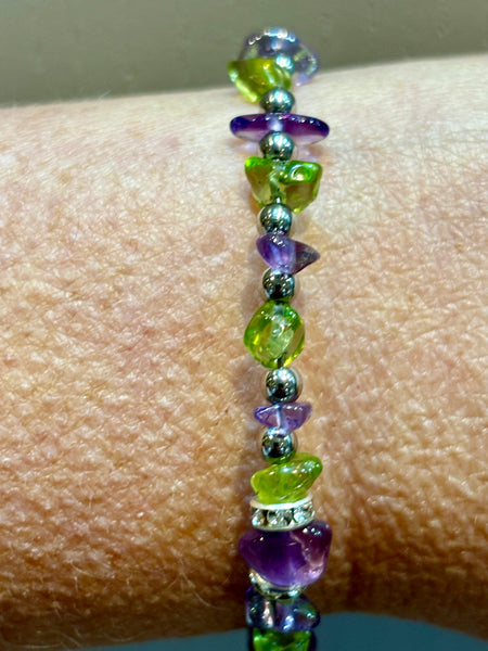 Amethyst & Peridot Memory Wire Bracelet from Pixi Daisy