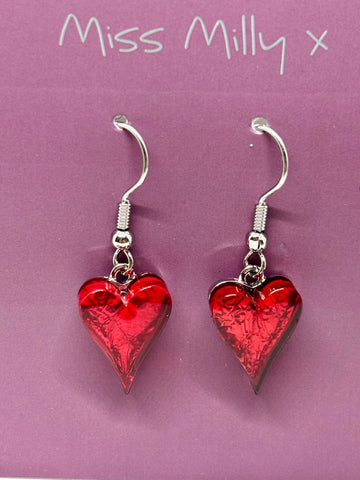 Miss Milly Red Heart Earrings from Pixi Daisy