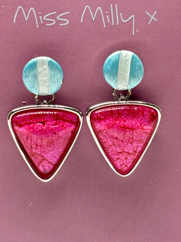 Miss Milly Pink Triangle Earrings from Pixi Daisy