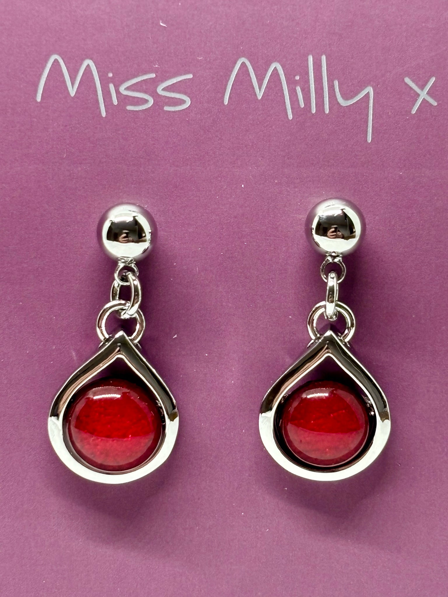 Miss Milly Dark Red Earrings from Pixi Daisy