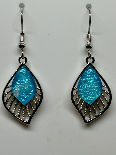 Miss Milly Blue Resin and Silver Drop Earrings from Pixi Daisy