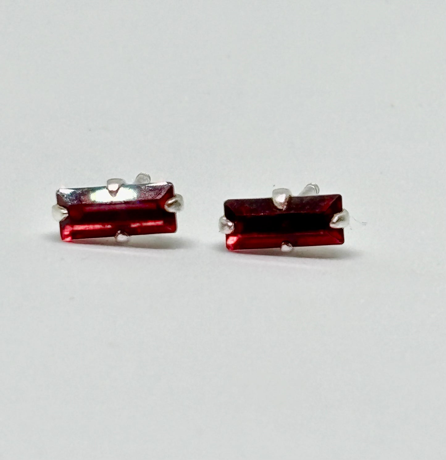 Oblong red crystal ear studs from Pixi Daisy