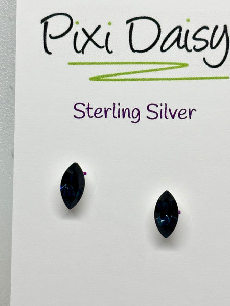 Dark Blue Crystal ear studs from Pixi Daisy