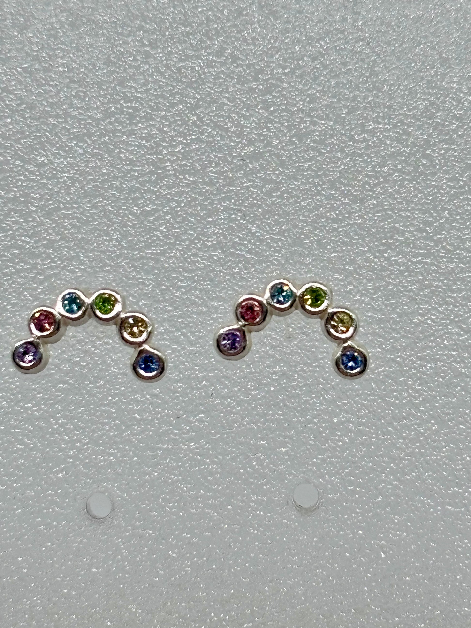 colourful crystal rainbow ear studs from Pixi Daisy