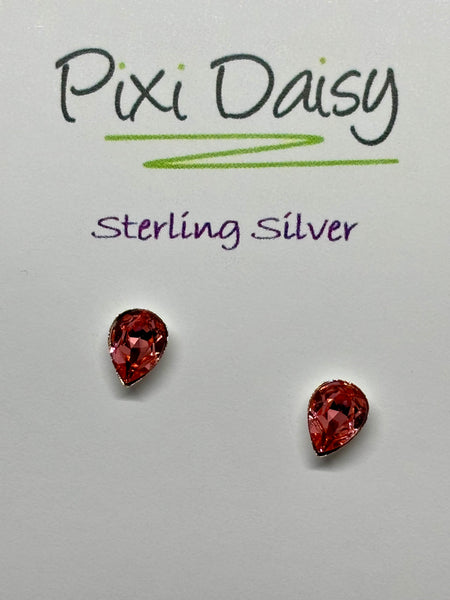 Rose crystal ear studs from Pixi Daisy