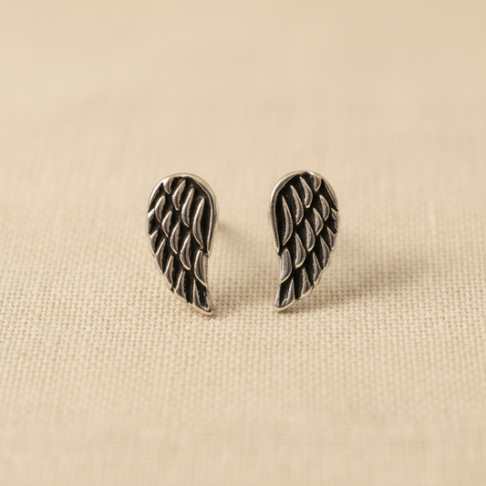 Angel Wings Sterling Silver Stud Earrings from pixi daisy