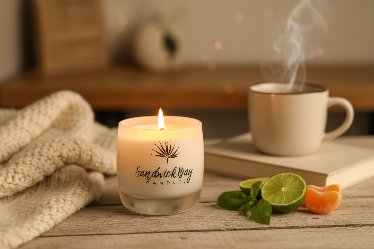 Sandwick Bay Basil, Lime & Mandarin Candle from Pixi Daisy