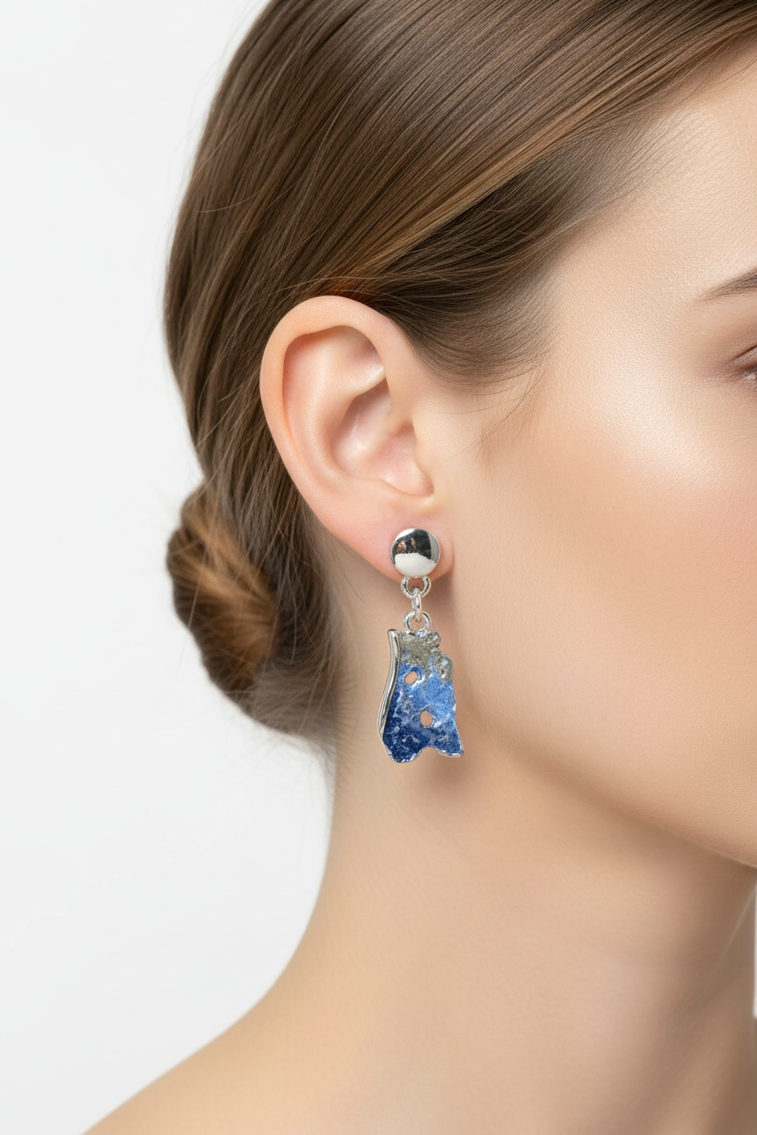 Miss Milly Blue and grey mottled earrings from Pixi Daisy