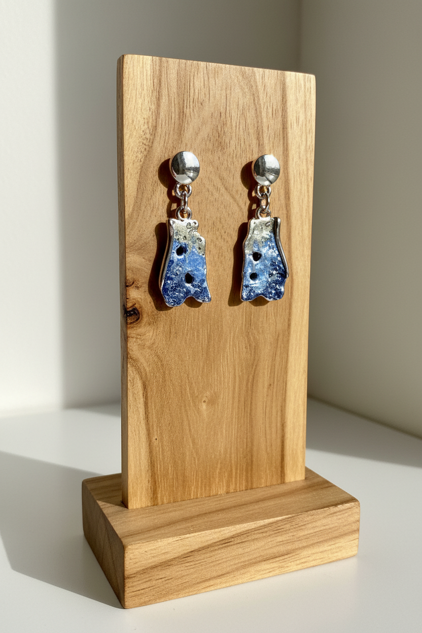 Miss Milly Blue and grey mottled earrings from Pixi Daisy