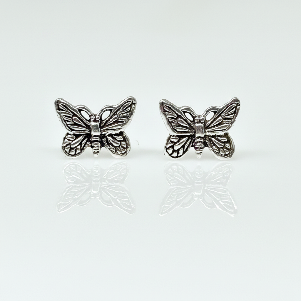 Silver butterfly ear studs from Pixi Daisy