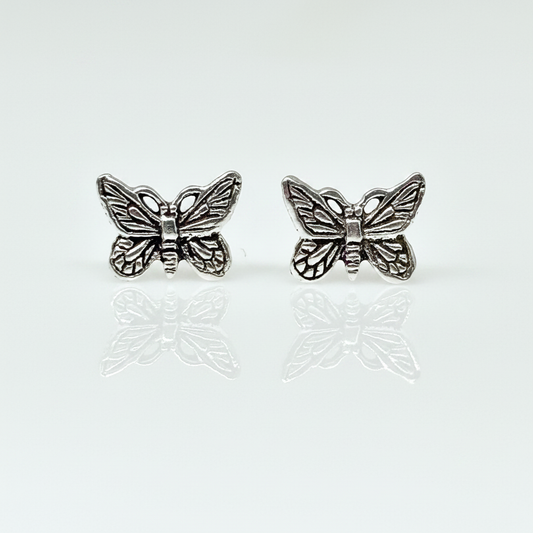 Silver butterfly ear studs from Pixi Daisy