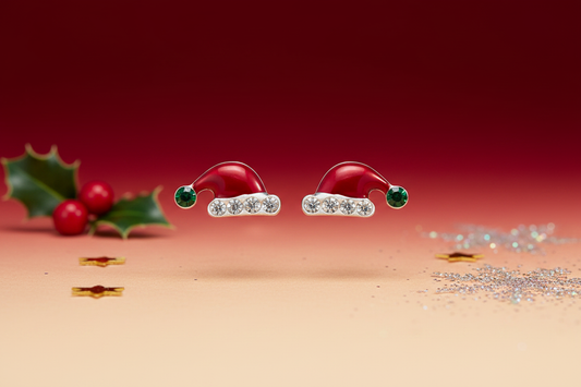 Christmas Hat Sterling Silver Ear Studs from Pixi Daisy