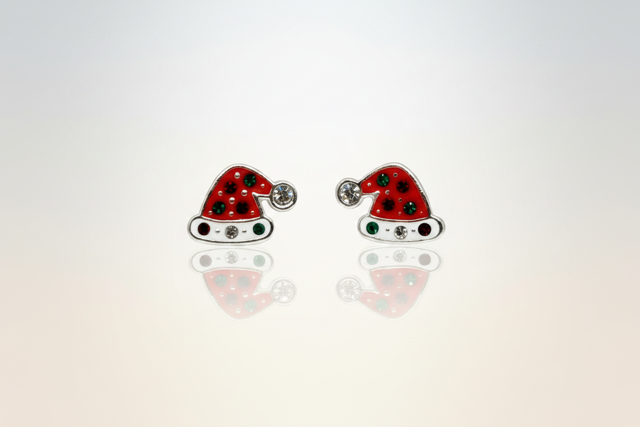 Christmas Hat Sterling Silver Ear Studs from Pixi daisy