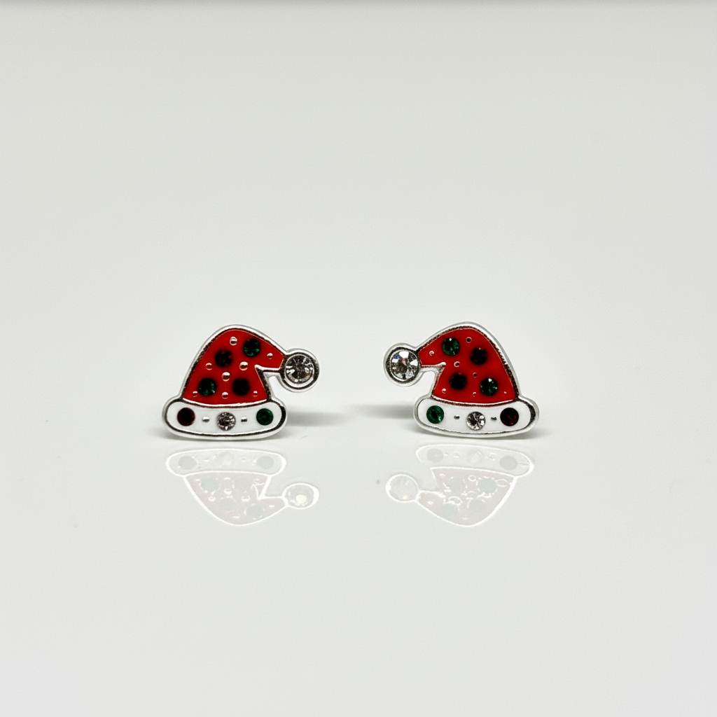 Christmas Hat Sterling Silver Ear Studs from Pixi Daisy