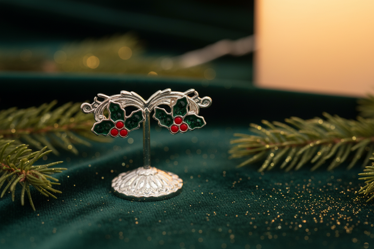 Christmas Holly ear studs from Pixi Daisy