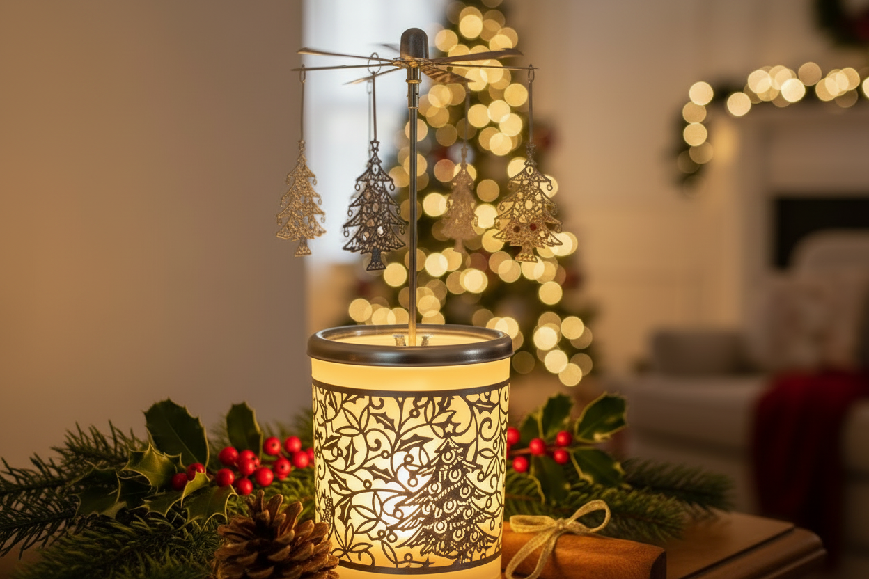 Christmas Tree Carousel - Full Product on Mantelpiece