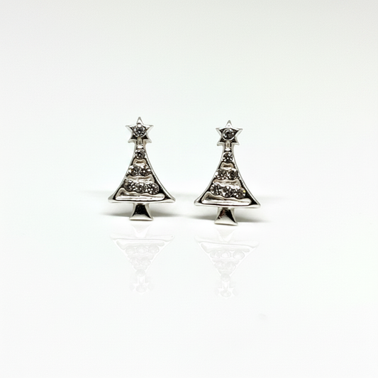 Crystal Christmas Tree Sterling Silver Ear Studs from Pixi Daisy