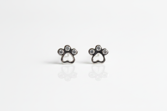 Crystal Paw Print Ear Studs from Pixi Daisy
