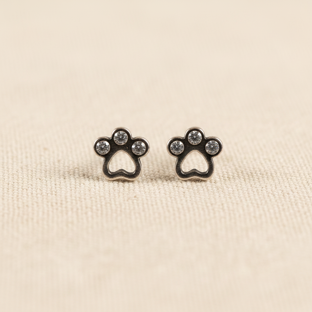 Crystal Paw Print Stud Earrings from pixi daisy