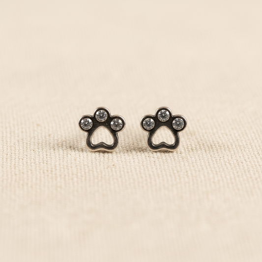 Crystal Paw Print Stud Earrings from pixi daisy