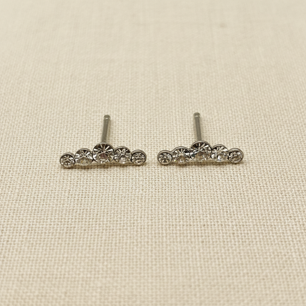 Curved Crystal Bar Ear Studs from pixi daisy