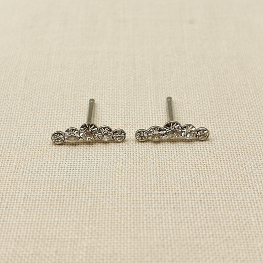 Curved Crystal Bar Ear Studs from pixi daisy