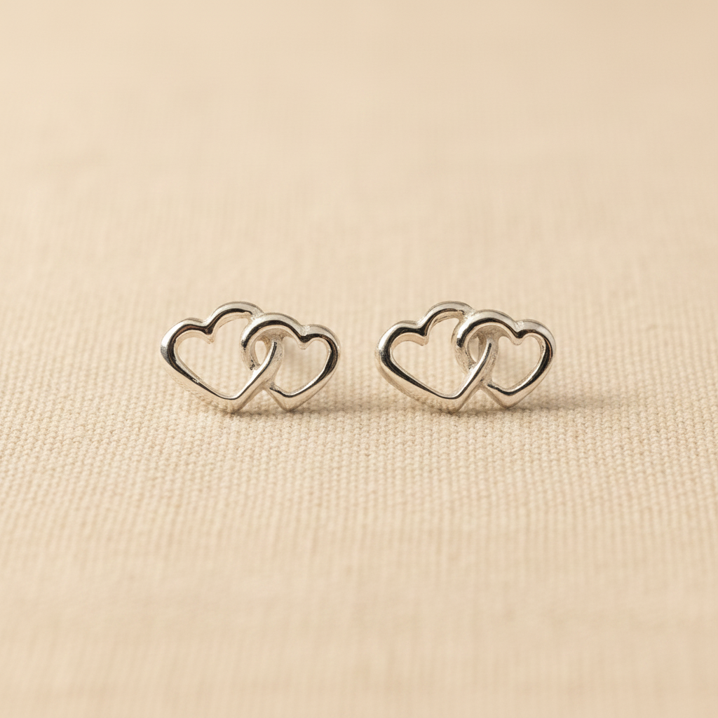 Double Interlocking Heart Studs from Pixi Daisy