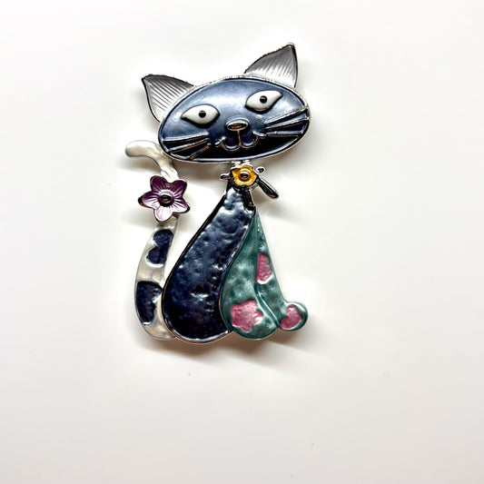 Miss Milly Blue Cat Magnetic Brooch from Pixi Daisy