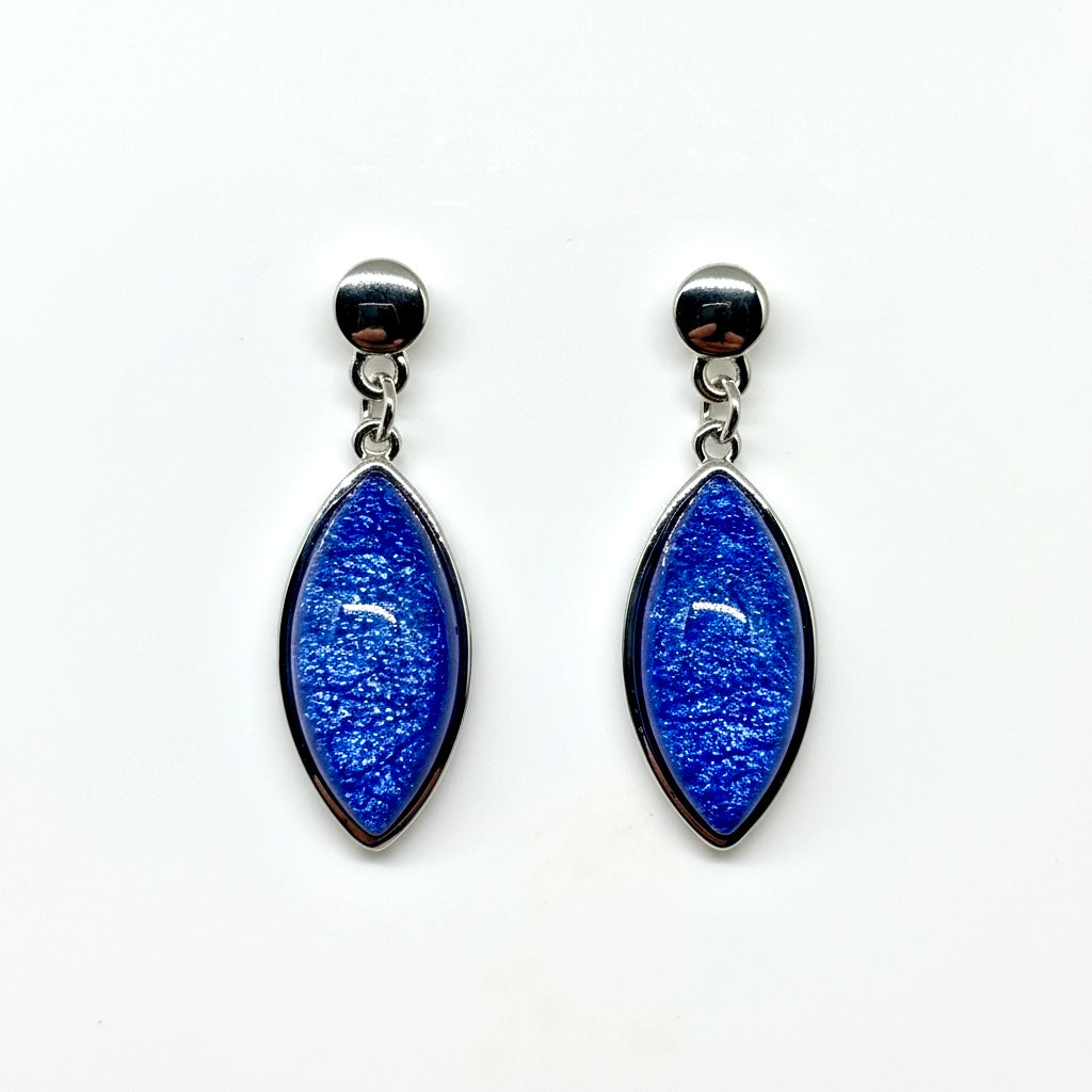Miss Milly Blue Marble Resin Droplet Earrings
