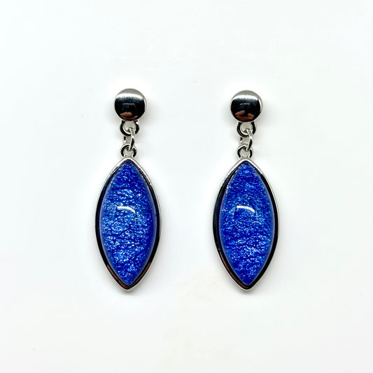 Miss Milly Blue Marble Resin Droplet Earrings