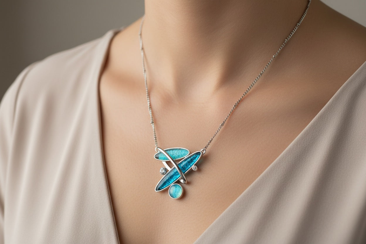 Miss Milly Turquoise Blue Abstract necklace from Pixi Daisy